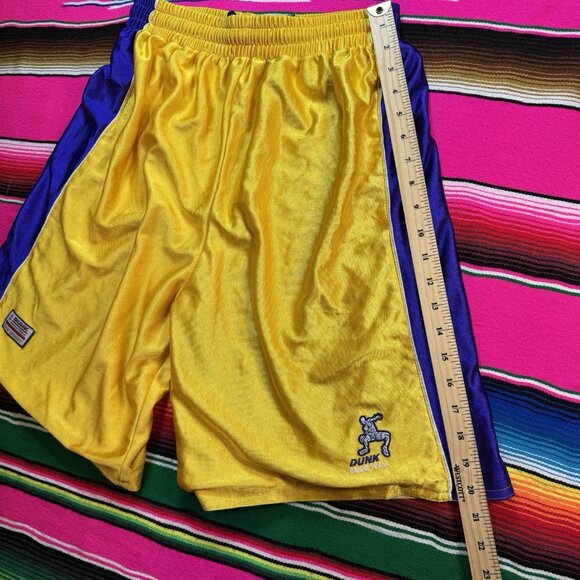 RARE VTG Dunk Basketball Shorts Men Yellow Purple Shiny Dazzle‎ Silky *No Size* - Picture 6 of 7